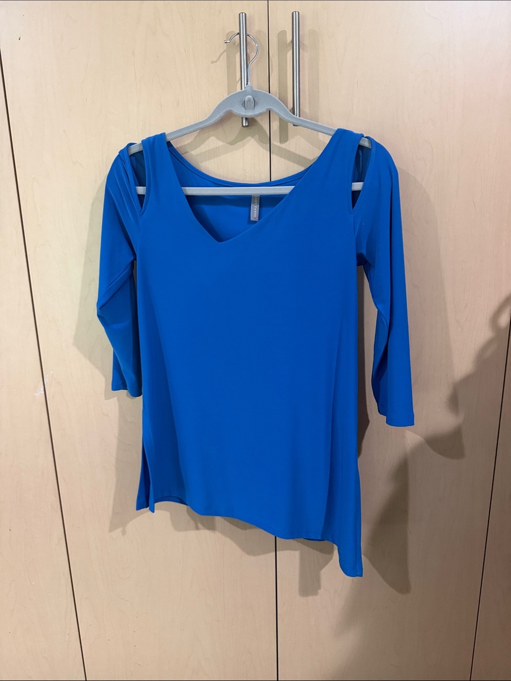 Last Tango Royal Blue Cold-Shoulder V-Neck Tunic